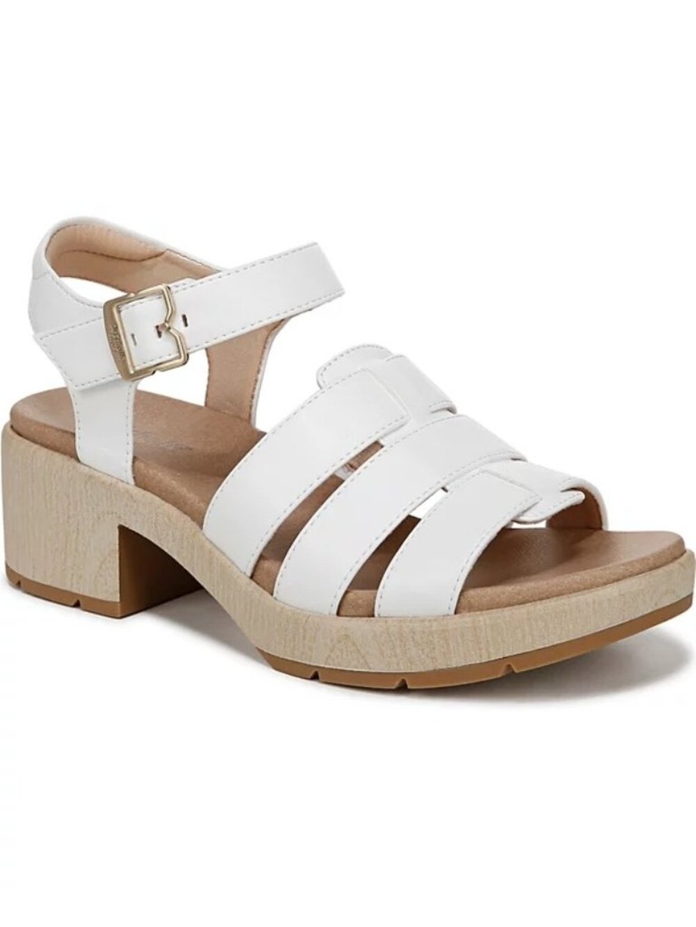 Dr. Scholl's Womens Oh Kay Block Heel Ankle Strap Sandals White Size 8.5M NIB